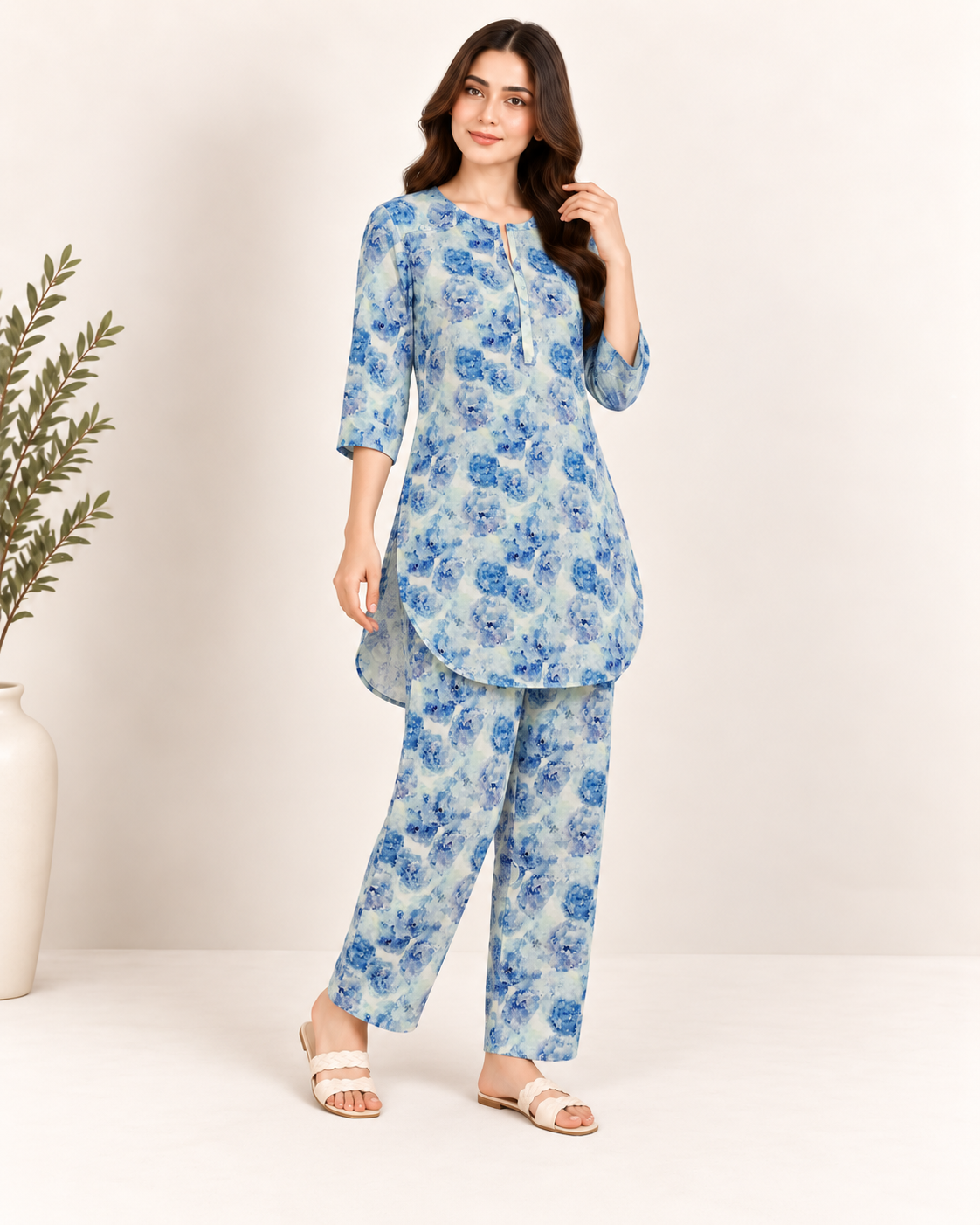 Serene Flora Printed 2-Piece Suit