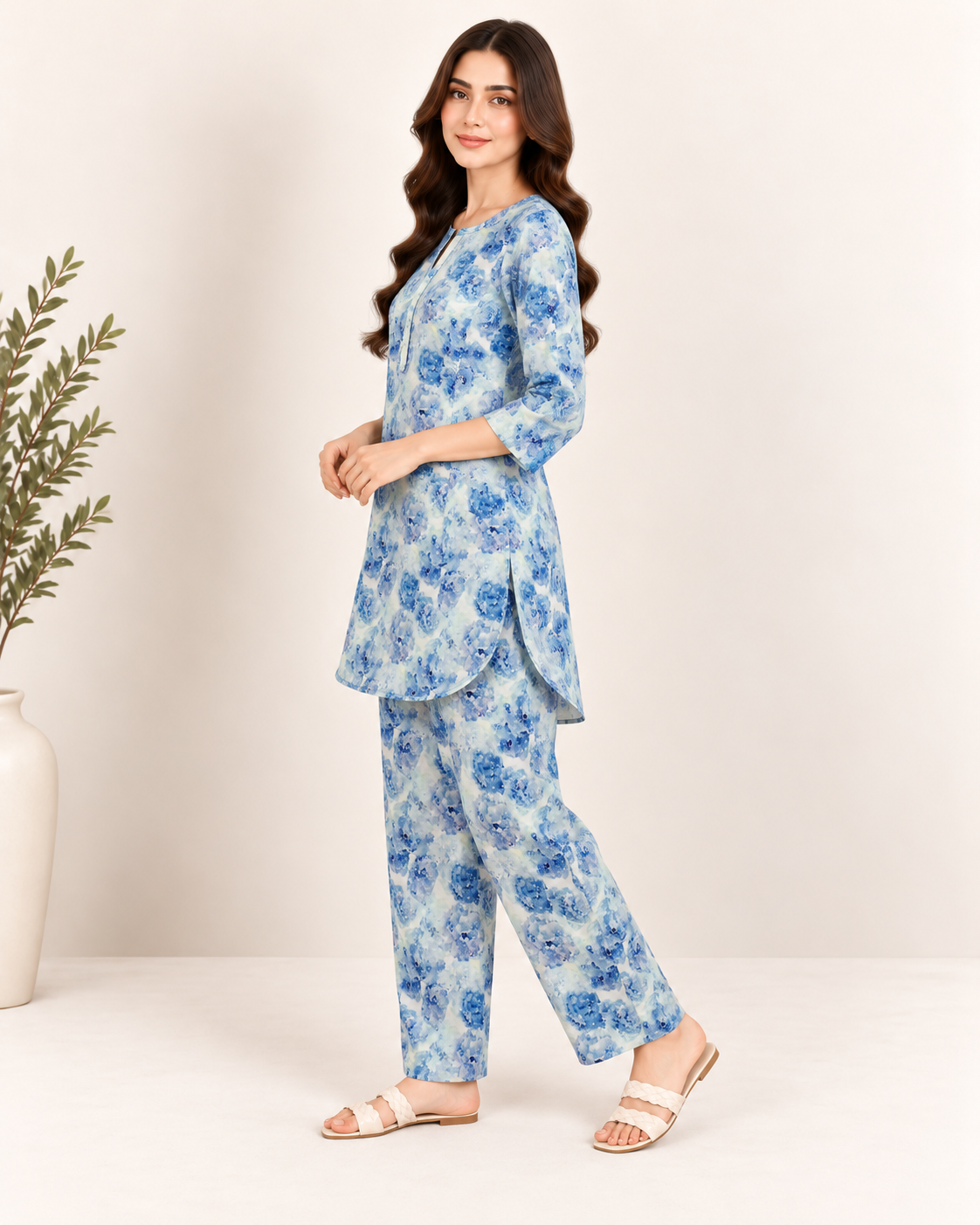 Serene Flora Printed 2-Piece Suit