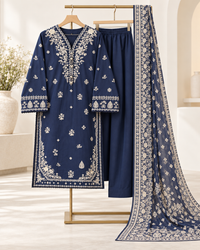Navy Muse– Embroidered 3-Piece Suit