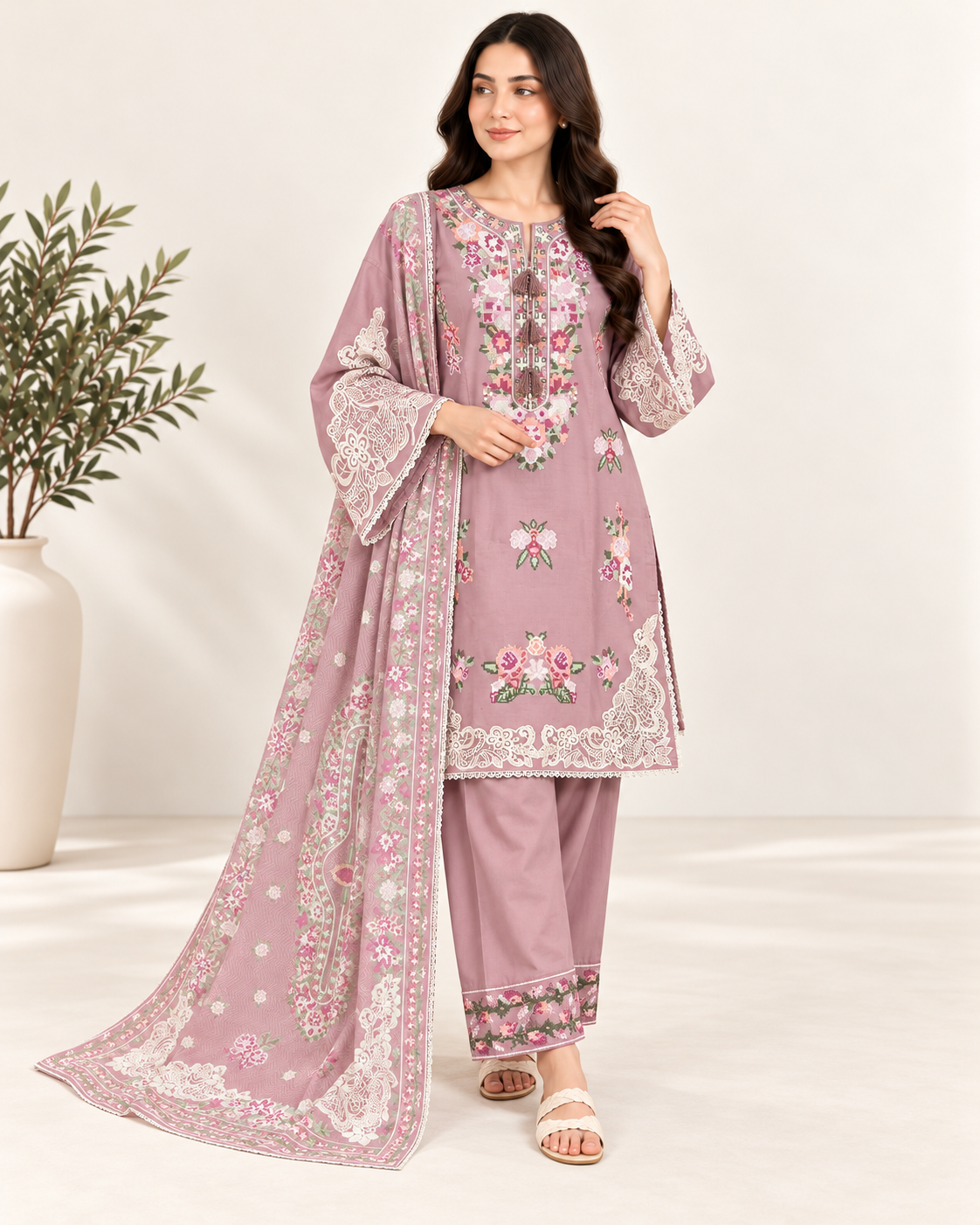 Rose Heirloom – Embroidered 3-Piece Suit