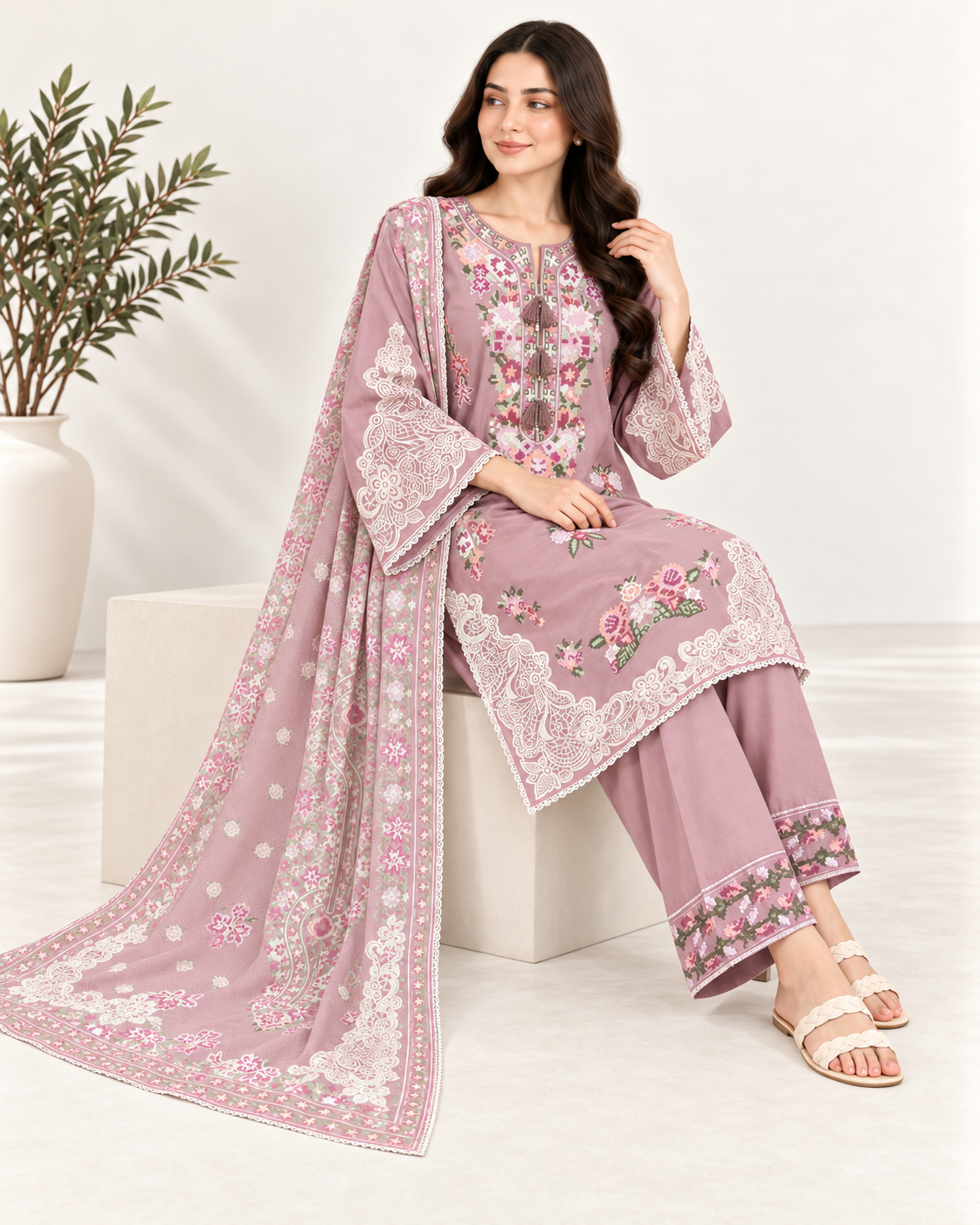 Rose Heirloom – Embroidered 3-Piece Suit