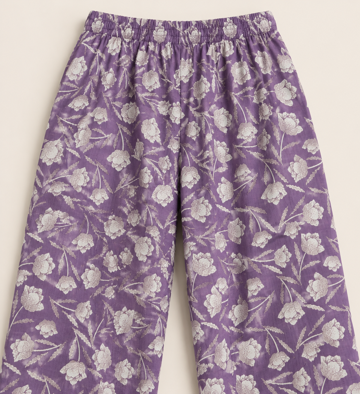 Lavender Floral Maxi Style 3 Piece Slub Khaddar Suit