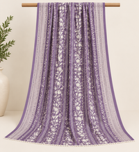 Lavender Floral Maxi Style 3 Piece Slub Khaddar Suit