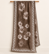 Brown Floral Embroidered 3 Piece Kortrai/Cotrai Suit