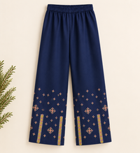 Midnight Elegance Embroidered Cotton Corduroy 2-Piece Suit