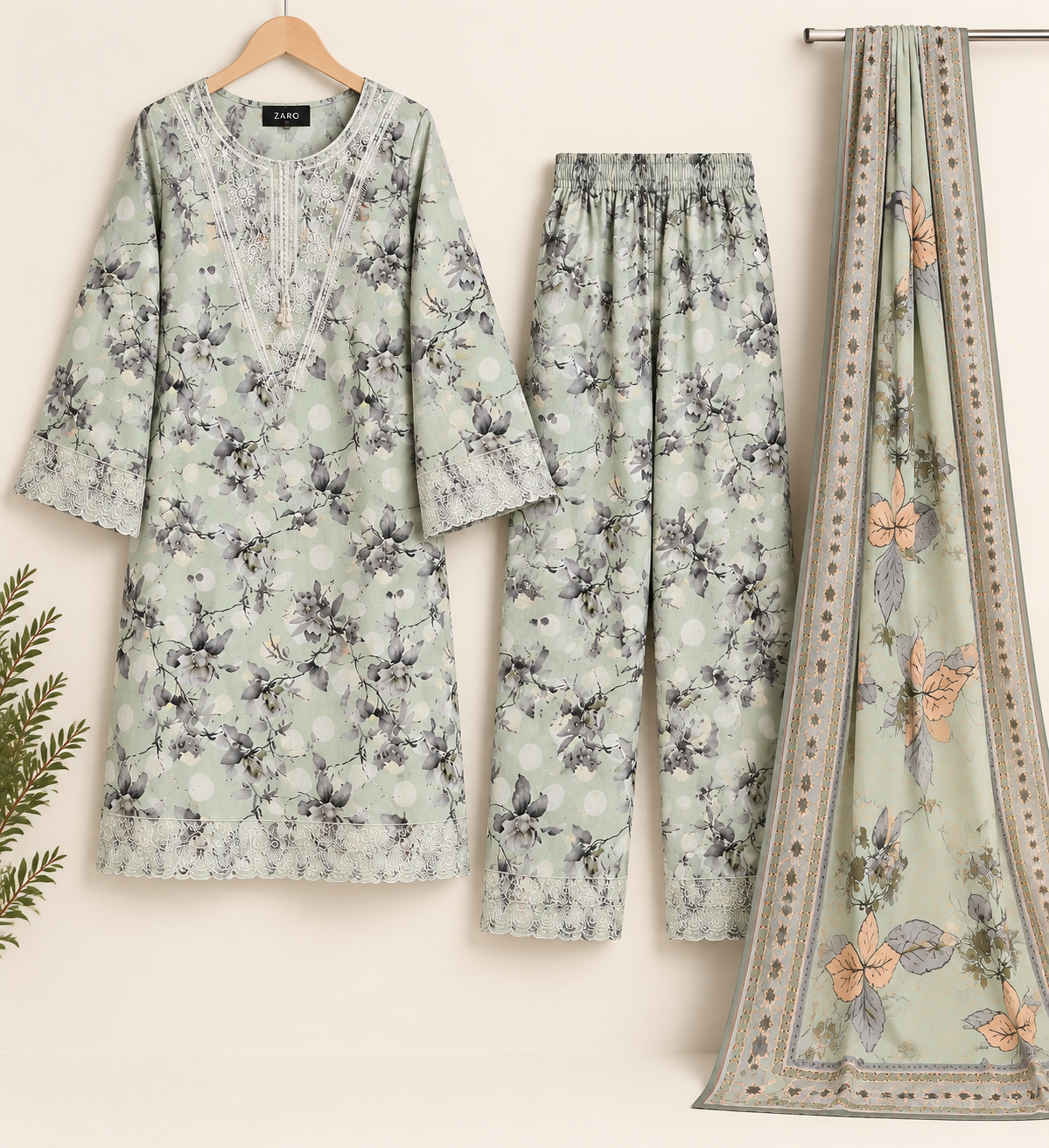 Pista Bloom Embroidered 3-Piece Suit