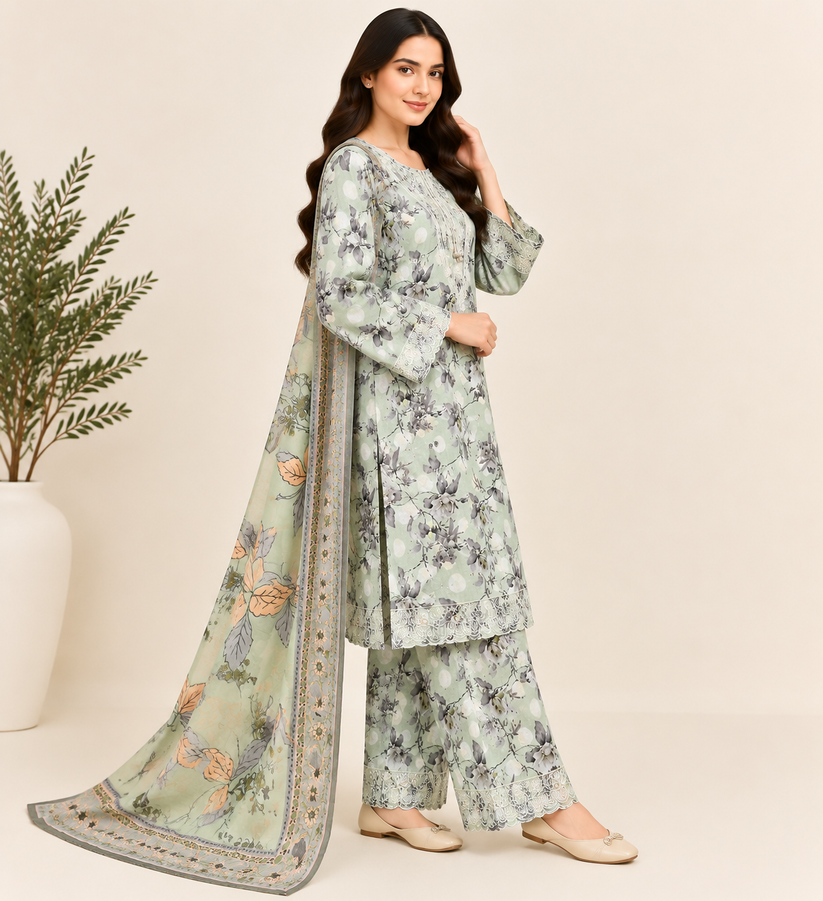 Pista Bloom Embroidered 3-Piece Suit