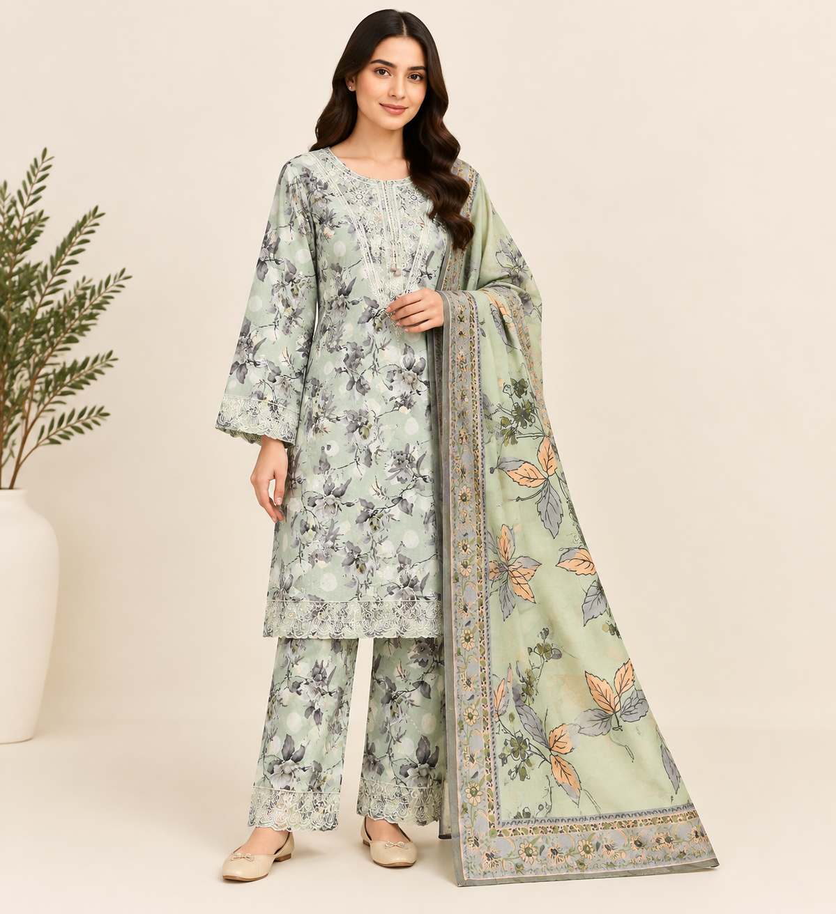 Pista Bloom Embroidered 3-Piece Suit