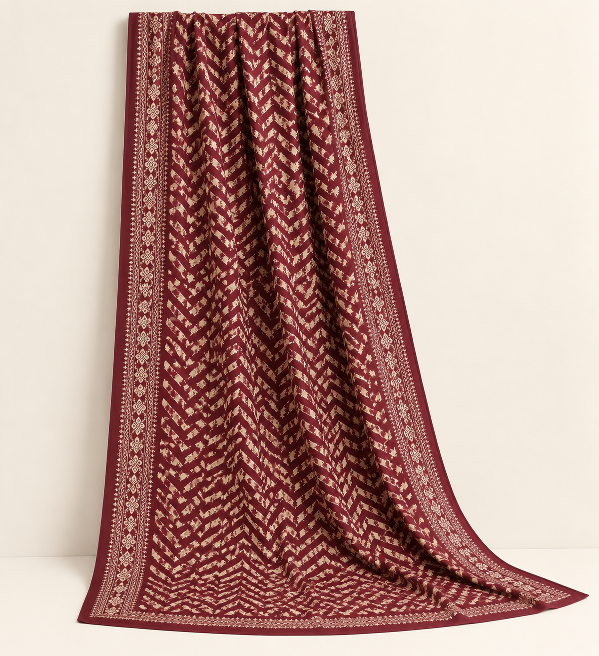 Maroon Heritage Lawn 3 Piece Suit - Maxi Style