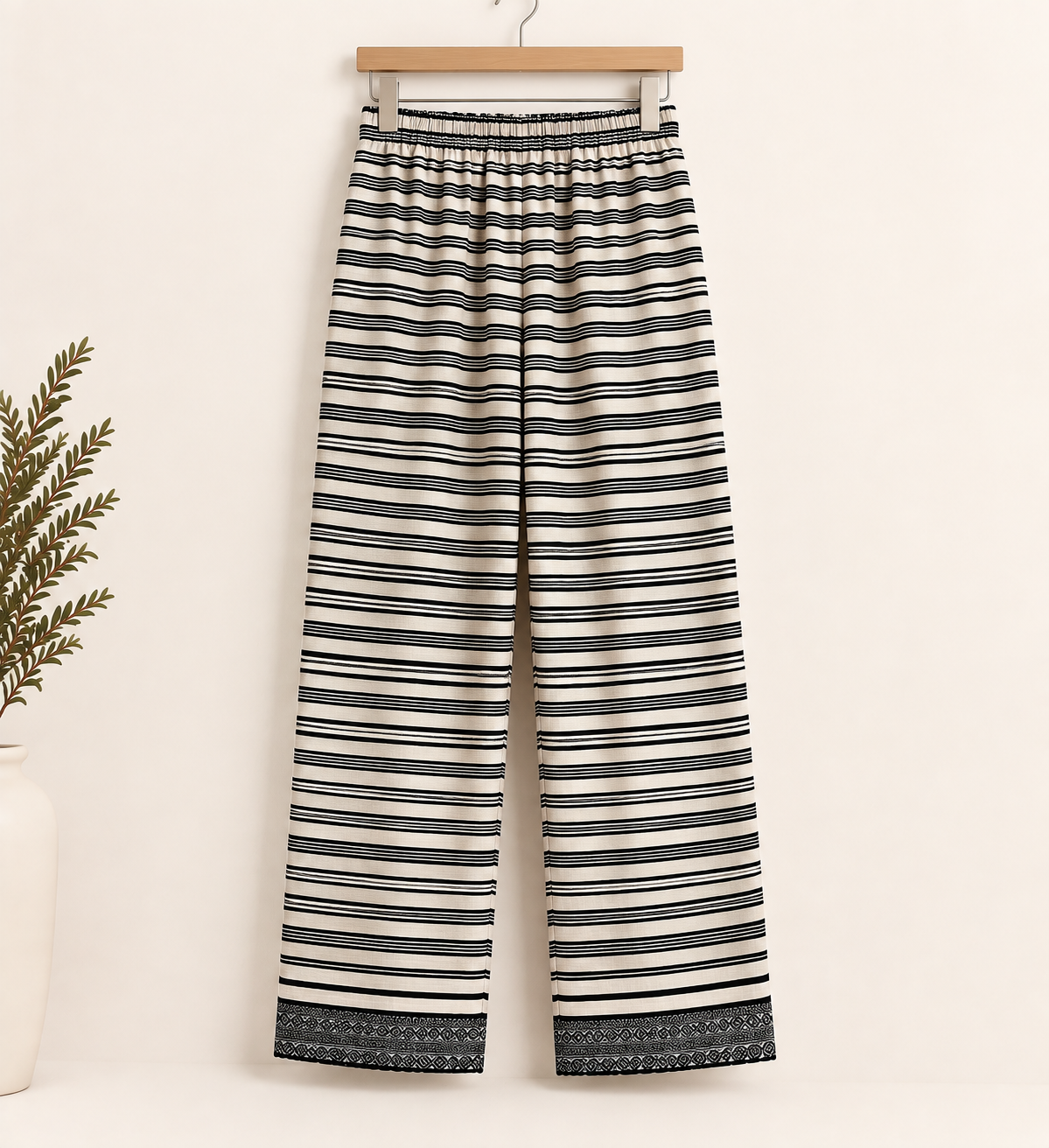 Noir Blossom Stripes – 3 Piece Slub Khaddar Suit