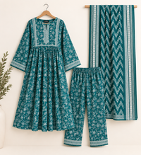 Emerald Blossom 3-Piece Frock Suit