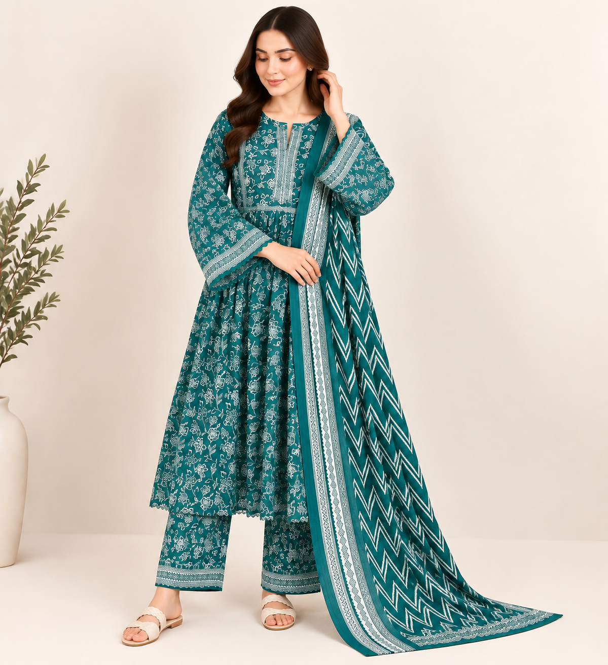Emerald Blossom 3-Piece Frock Suit