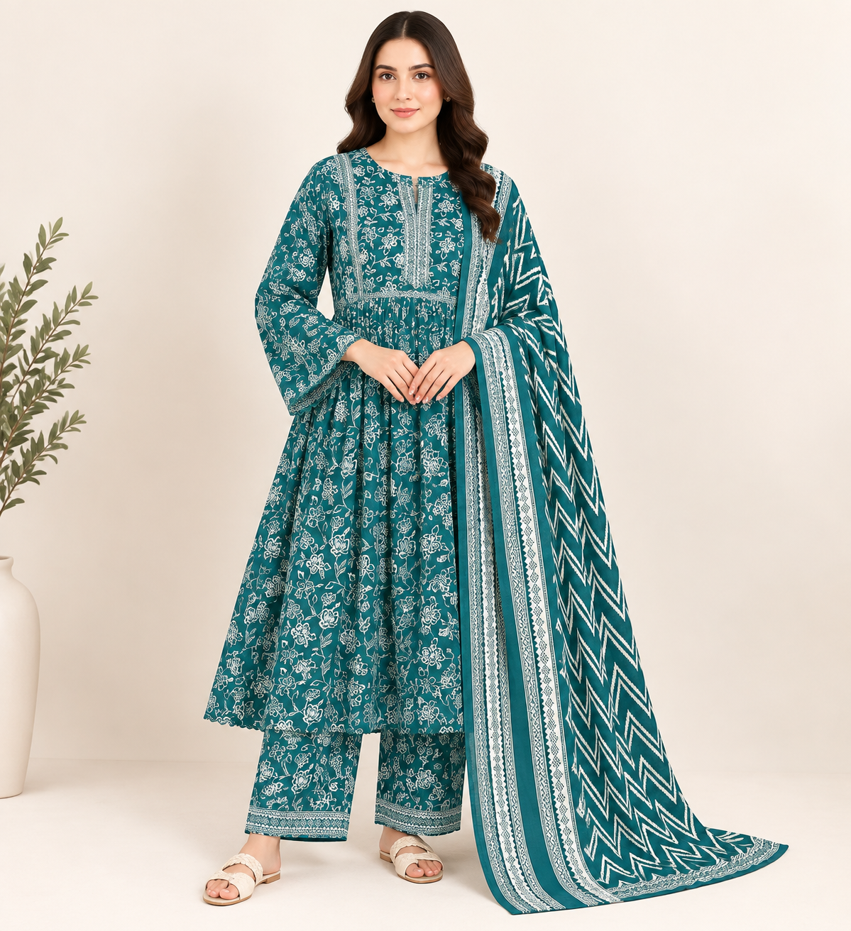 Emerald Blossom 3-Piece Frock Suit