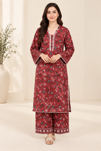 Red Floral Printed 2-Piece Casual Wear Set