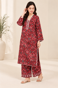Red Floral Printed 2-Piece Casual Wear Set