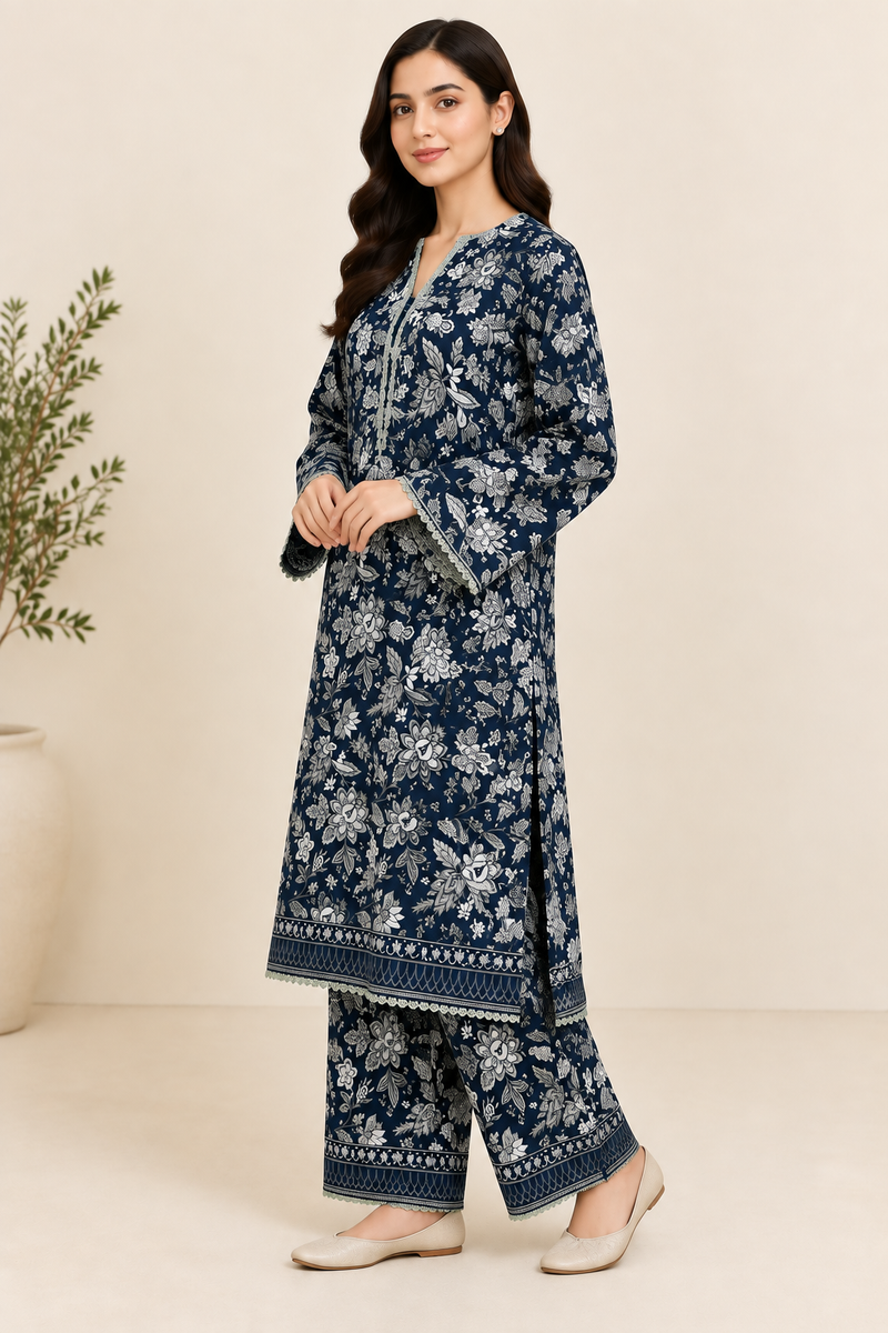 Midnight Bloom Co-Ord Set – Navy Floral 2 Piece