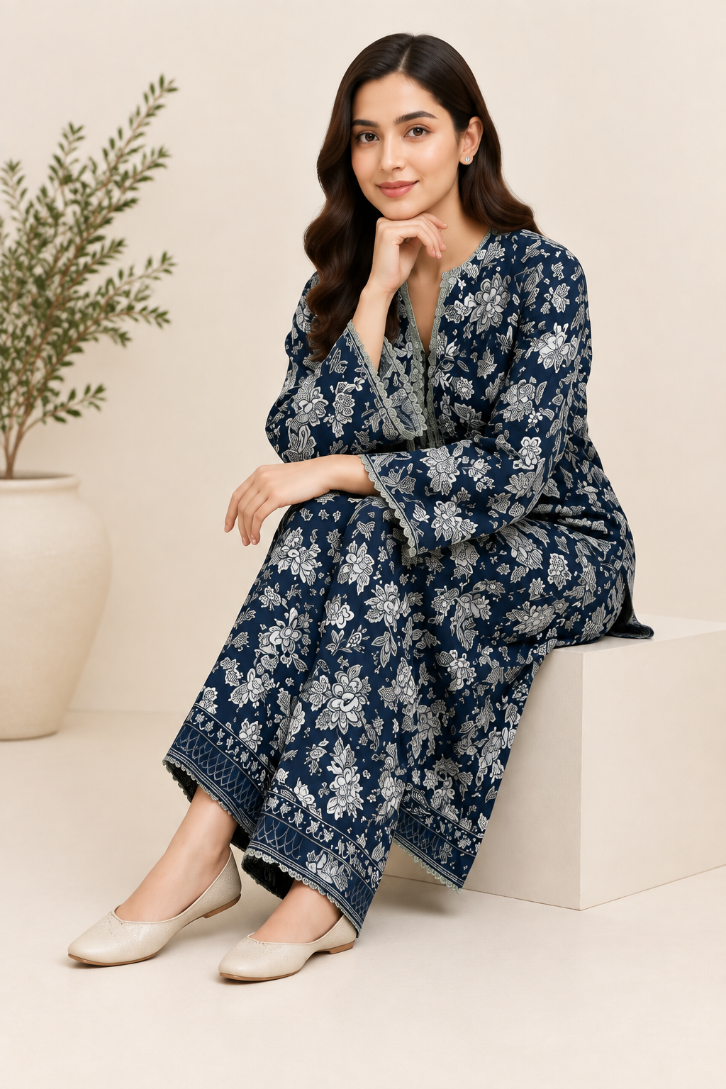 Midnight Bloom Co-Ord Set – Navy Floral 2 Piece