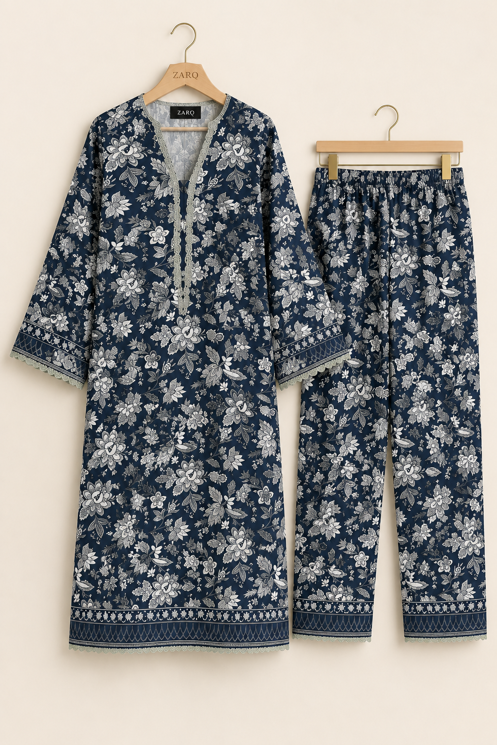 Midnight Bloom Co-Ord Set – Navy Floral 2 Piece