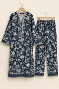 Midnight Bloom Co-Ord Set – Navy Floral 2 Piece