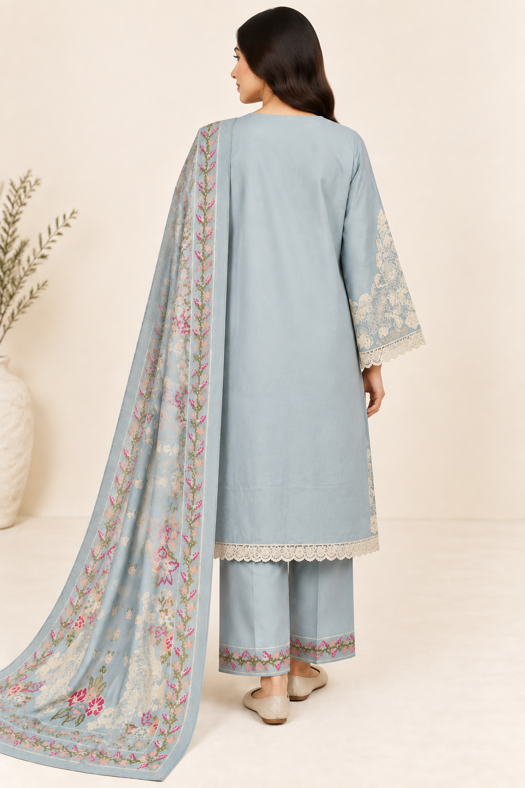 Persian Bloom Embroidered 3-Piece Suit