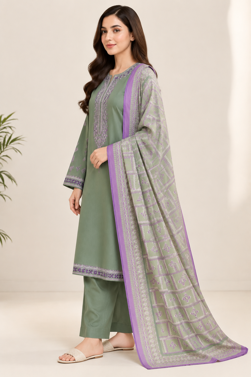 Sage Heritage Embroidered 3-Piece Suit