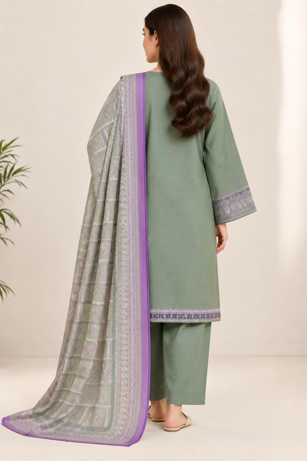 Sage Heritage Embroidered 3-Piece Suit