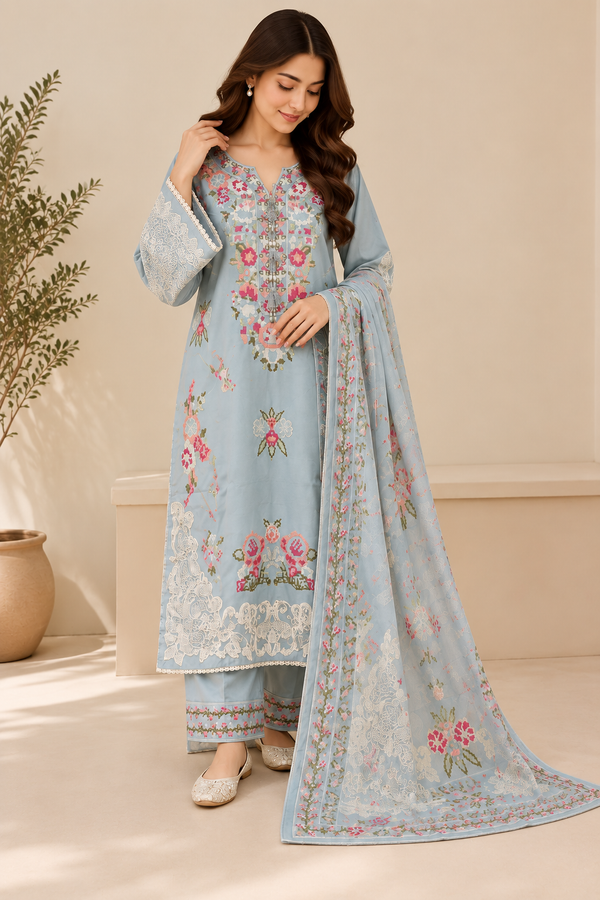 Persian Bloom Embroidered 3-Piece Suit